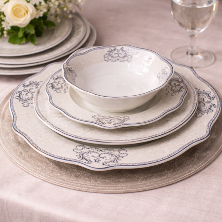 طقم صحون 24 قطعة – نقشة كلاسيك فاخرة