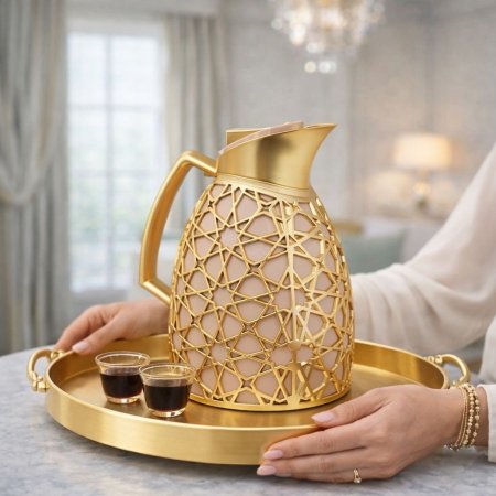 تيرموس قهوة مزخرف مذهب