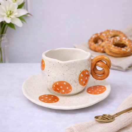 مج سيراميك مع صحن – تصميم باغيلا