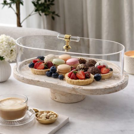 ستاند ضيافة شايش بغطاء أكريليك شفاف