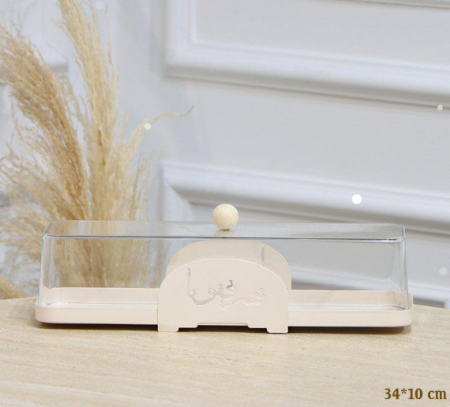 مضيفة تنك بيج مستطيل 34*10سم غطا اكرلك شفاف شرفتونا