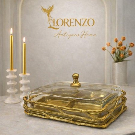 مضيفة نحاس هندي مستطيل اطار مشبك ذهبي