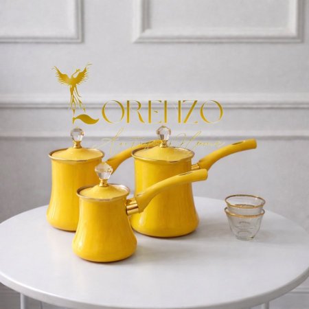 غلايات قهوة تركية فاخرة – 3 أحجام | لون اصفر