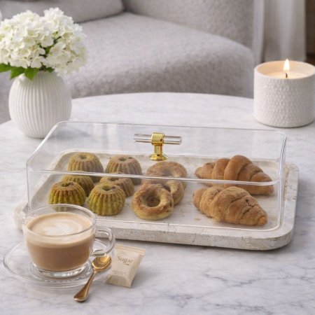 مضيفة شايش بغطاء أكريليك شفاف