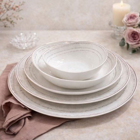 طقم صحون 24 قطعة بتصميم أنيق وفخم