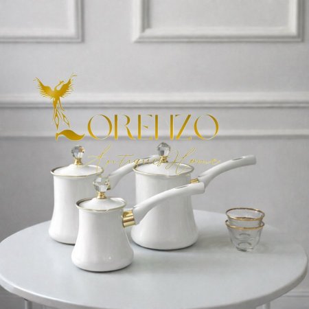 غلايات قهوة تركية فاخرة – 3 أحجام | لون ابيض