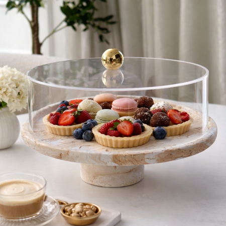 ستاند ضيافة شايش بغطاء أكريليك شفاف