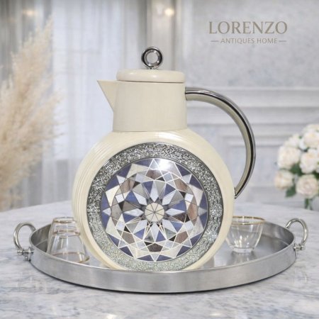 تيرموس قهوة فسيفساء باللون الفضي