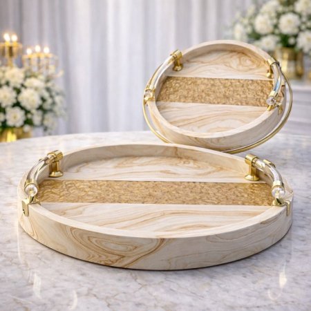 صينية تقديم ضيافة شايش دائرية فاخرة