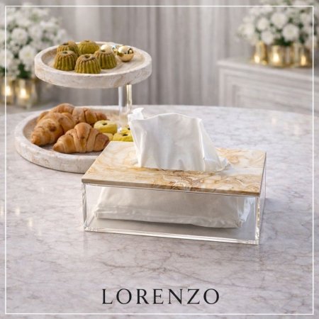 علبة محارم فاخرة بغطاء شايش وعلبة أكريليك