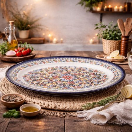 جاط بيضاوي جور بورسلان خزف 32*22سم اطار كحلي BL182-13