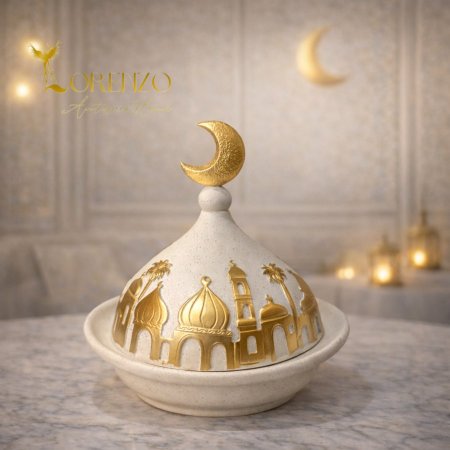 مضيفة تمر أو شوكولاتة بتصميم هلال فاخر