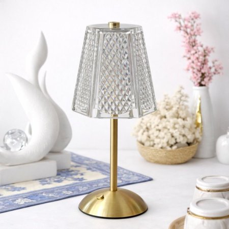 مصباح طاولة كريستال LED بإضاءة متعددة الألوان