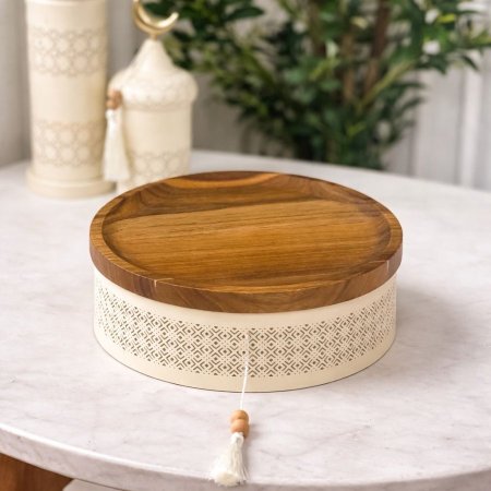 مضيفة خشب دائري قاعدة تنك بيج