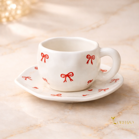 طقم فناجين قهوة – 12 قطعة  (6 فناجين + 6 صحون) ثلاث رسمات