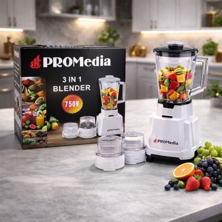 خلاط PROMedia 3 في 1 — قوة 750 واط مع مطحنة مزدوجة للعصائر والطحن