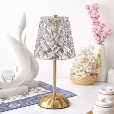 مصباح طاولة كريستال LED بإضاءة متعددة الألوان