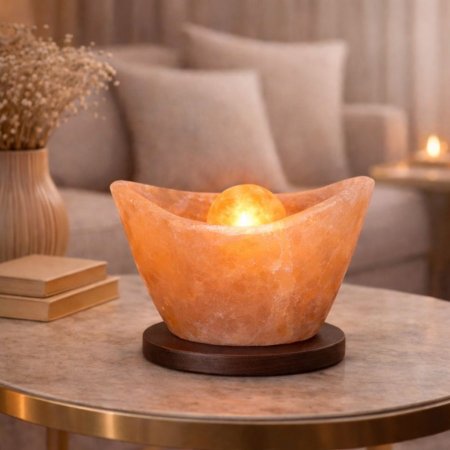 مصباح ملح الهيمالايا حجر طبيعي – مقاس 20×14 سم