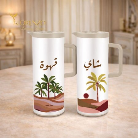 براد شاي وبراد قهوة – تصميم نخيل وصحراء | سعة 1 لتر