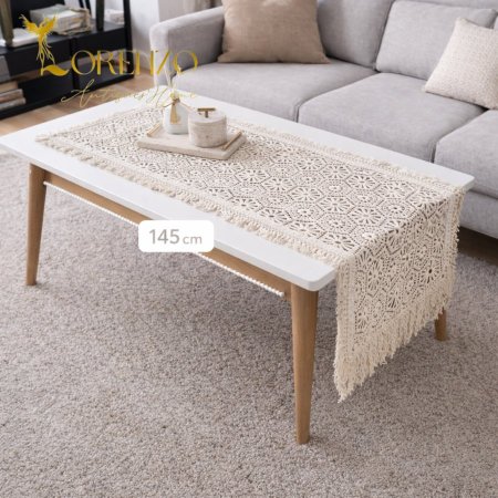 رنر سنارة كروشيه — لمسة يدوية دافئة لطاولتك 145 سم