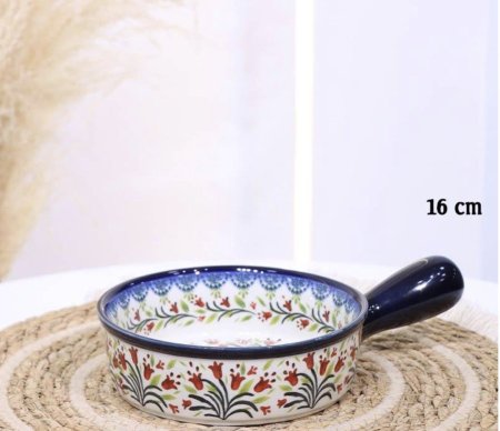 صحن مدور يط طويل بورسلان خزف 16سم اطار كحلي