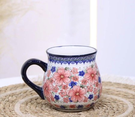 ماغ بورسلان خزف 10سم ت.ك4 اطار كحلي مرسم ورد زهري كبير