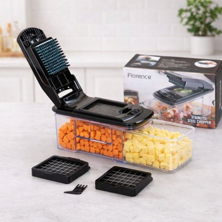 قطّاعة خضار متعددة الوظائف مع حافظة – ستانلس ستيل