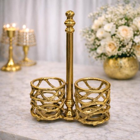 حمالة كاسات نحاس هندي مشبك ذهبي