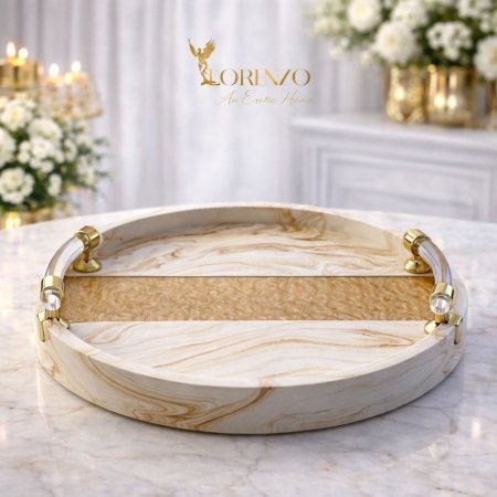 صينية تقديم ضيافة شايش دائرية فاخرة