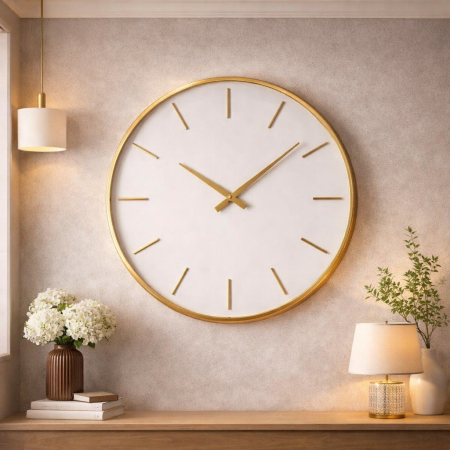 ساعة حائط مودرن بإطار ذهبي 86 سم NF100-28