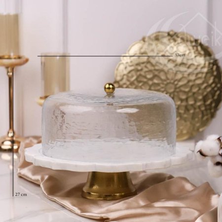 مضيفة رخام مع صحون مكسرات نحاس هندي غطا زجاج D122