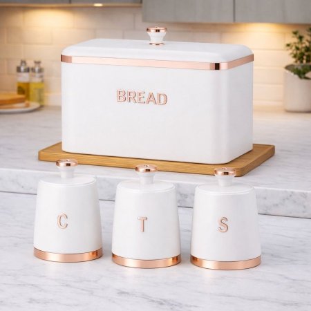 مجموعة مكونة من 4 قطع (علبة خبز + 3 علب تخزين)