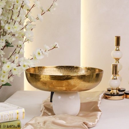 جاط فواكه ضيفة نحاس هندي قاعدة رخام ابيض