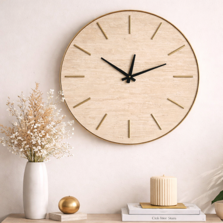 ساعة حائط مودرن بواجهة حجرية 60 سم NF100-2