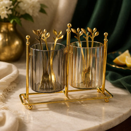 طقم أنيق لحفظ الشوك بتصميم عصري فاخر 6 شوك