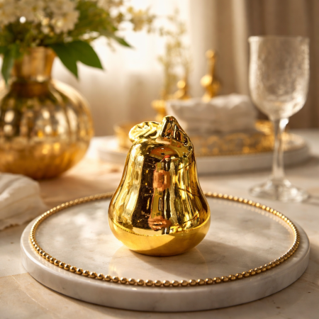 تحفة ديكورية فاخرة بتصميم أنيق على شكل إجاصة