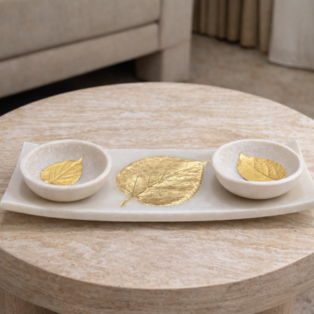 جاط ديكور فواكه مستطيل رخام مع ورقة ذهبية