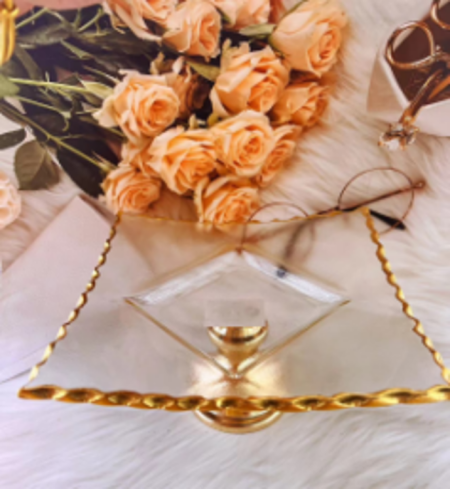 صحن ضيافة زجاج مربع قاعدة متحركة 18-1