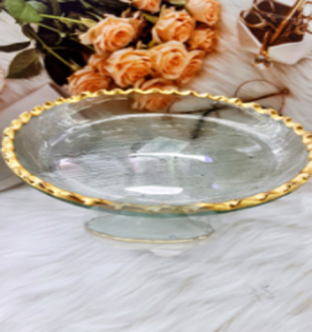 ستاند جاط ضيافة كيك زجاج اطار ذهبي 18-11