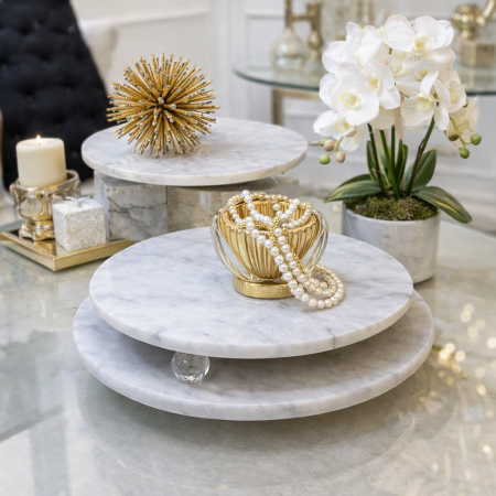 قواعد رخام بأرجل كريستال ( حجمين)