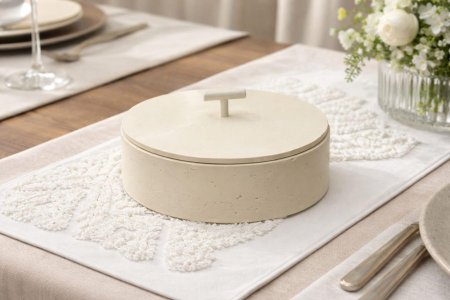 مضيفة دائرية حجر مع مسكة