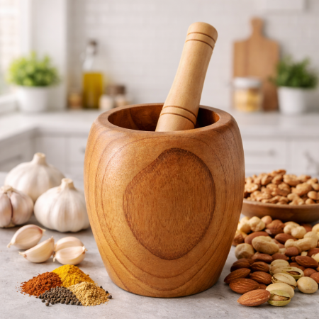 هاون ومدق خشبي فاخر – لمسة طبيعية لمطبخك