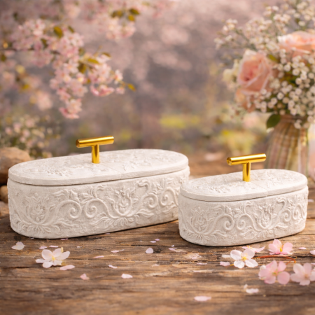 طقم مضايف تقديم ديكورية بتصميم فاخر وأنيق 30+33 سم HT6925