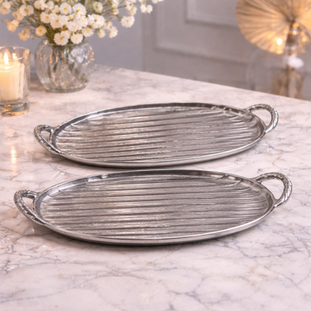 طقم صواني تقديم بيضاوية بتصميم فاخر حجمين 89956