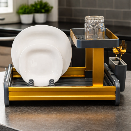 مشك صحون ألمنيوم 1 طبقة مع حمالة ذهبي