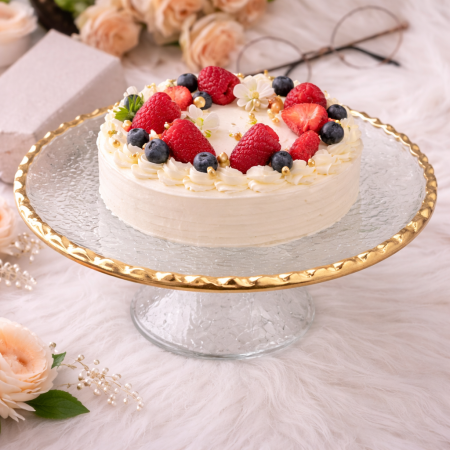 ستاند تقديم كيك زجاجي فاخر بلمسة ذهبية