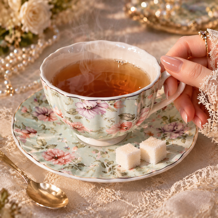 طقم فناجين شاي فاخر – 6 فناجين مع صحون 4-2