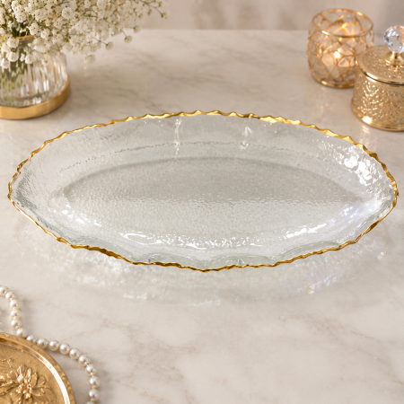 جاط تقديم زجاجية فاخرة بحواف ذهبية 17-3