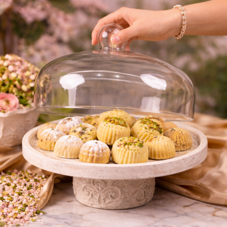 ستاند ضيافة تقديم فاخر مع غطاء زجاجي 29 سم HT6940