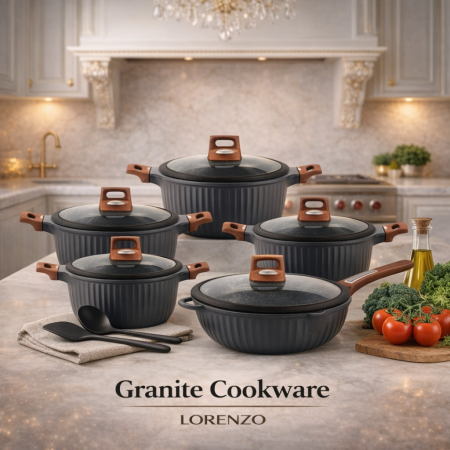 طقم طناجر جرانيت – 12 قطعة Granite Cookware Set